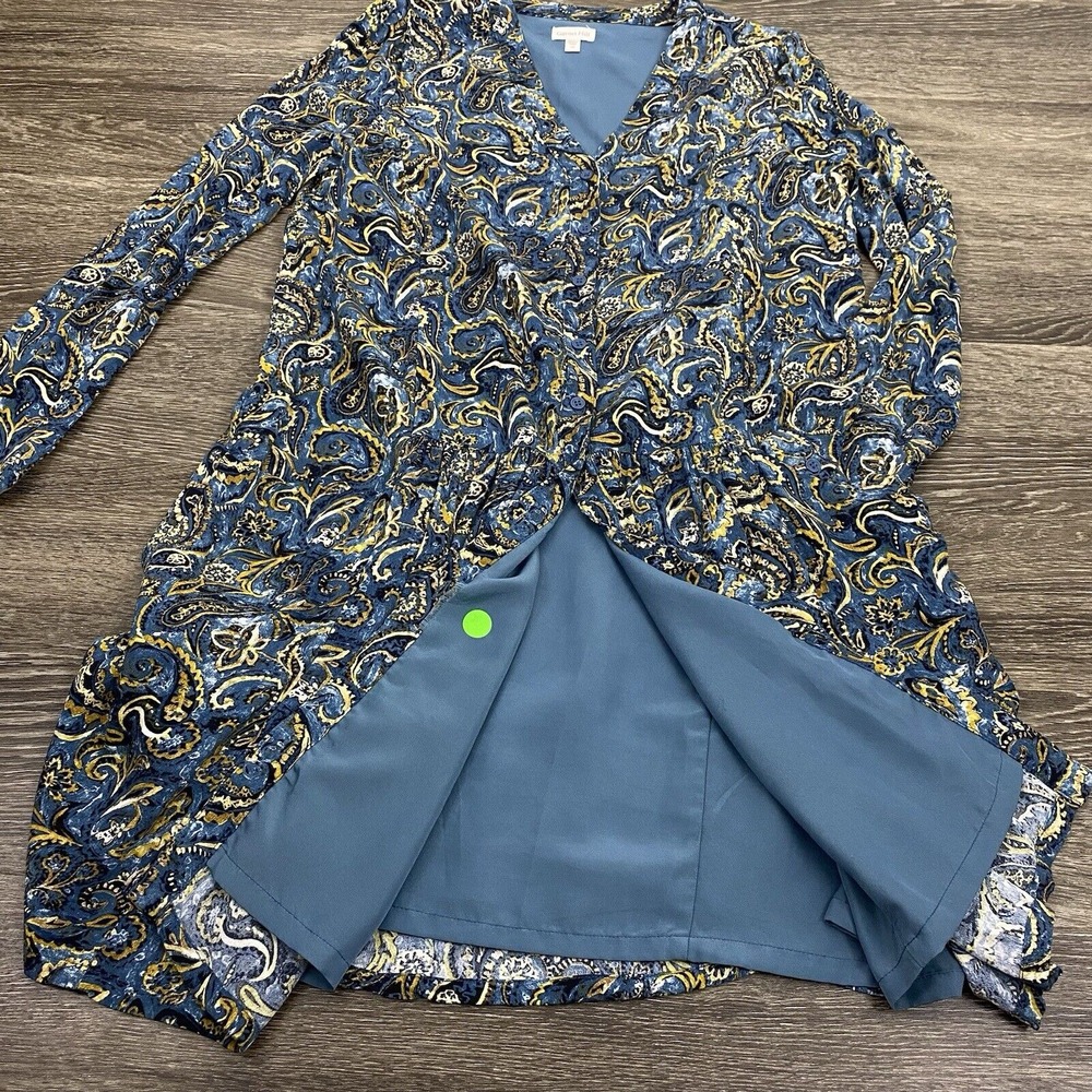 Garnet Hill Dress Womens Size 12 Blue Dropwaist Button-Up Paisley Quiet Luxury - Picture 13 of 16